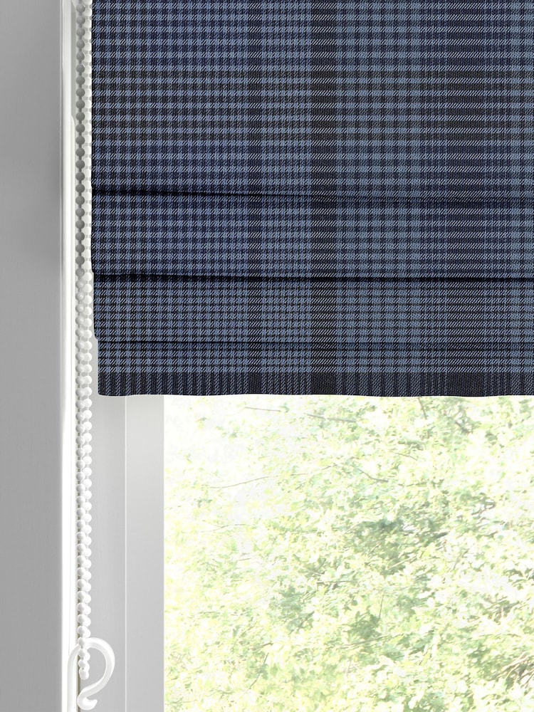 Graham & Brown Blue Heritage Plaid Made to Measure 100% Cotton Roman Blind - Image 2 of 5