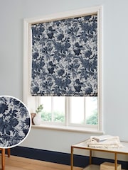 Graham & Brown Ink Blue Enzia Made to Measure 100% Cotton Roman Blind - Image 1 of 5