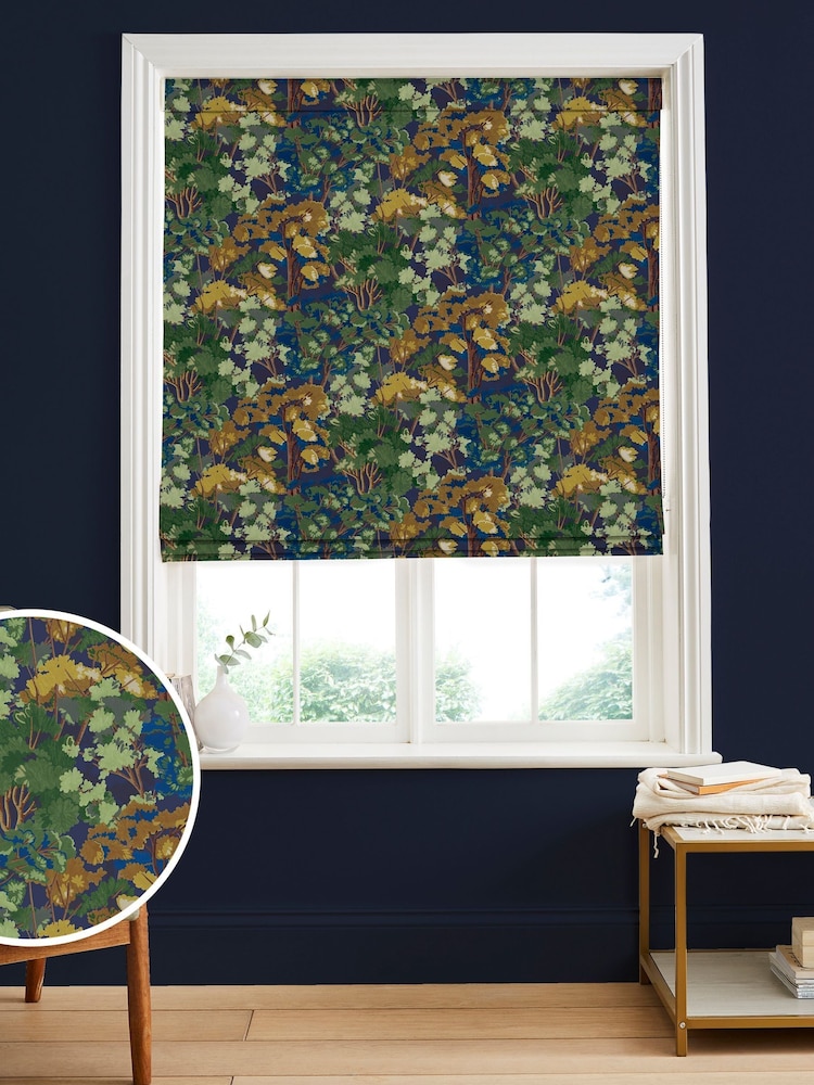 Graham & Brown Midnight Blue Folklore Tree Made to Measure 100% Cotton Roman Blind - Image 1 of 5