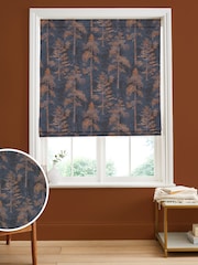 Graham & Brown Bark Blue Norse Forest Made to Measure 100% Cotton Roman Blind - Image 1 of 5