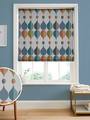 Graham & Brown White Coronation Craze Made to Measure 100% Cotton Roman Blind - Image 1 of 5
