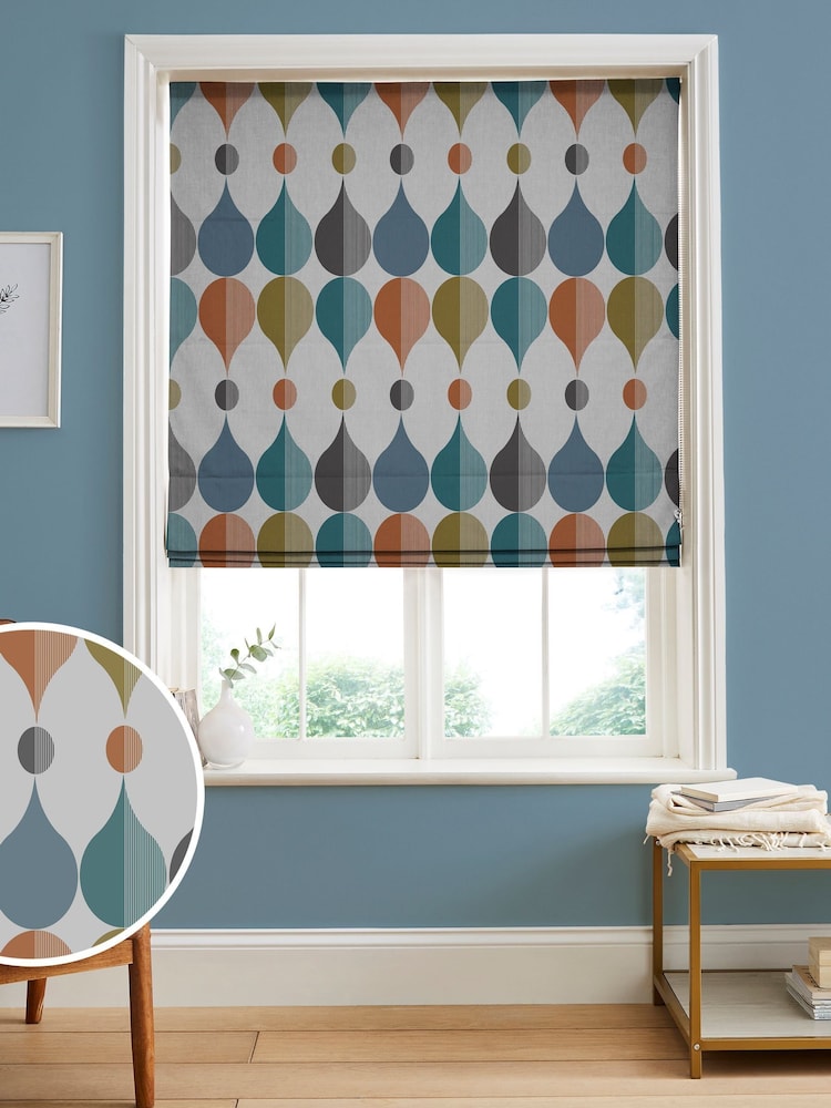 Graham & Brown White Coronation Craze Made to Measure 100% Cotton Roman Blind - Image 1 of 5