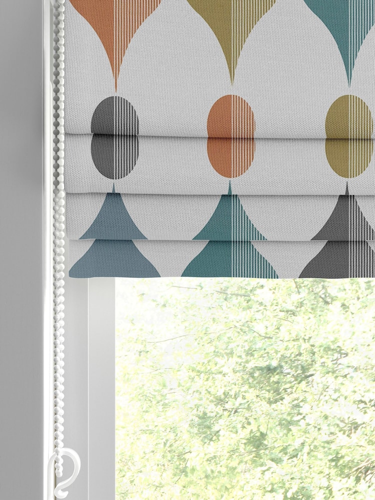 Graham & Brown White Coronation Craze Made to Measure 100% Cotton Roman Blind - Image 2 of 5