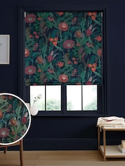Graham & Brown Midnight Blue Tigerlily Made to Measure 100% Cotton Roman Blind - Image 1 of 5