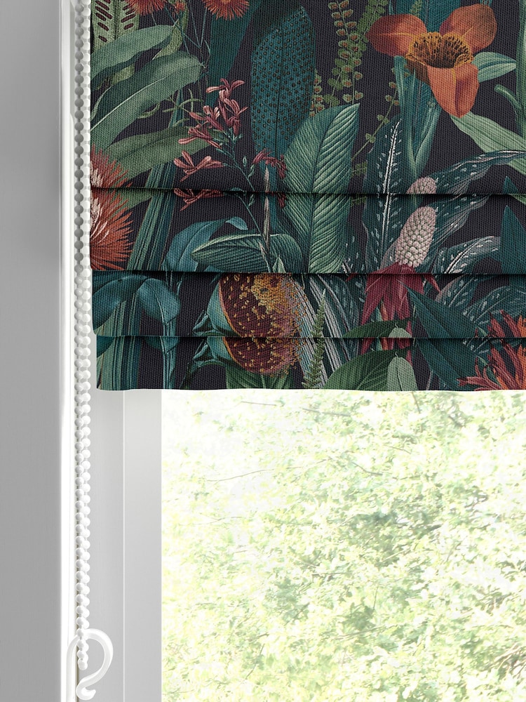 Graham & Brown Midnight Blue Tigerlily Made to Measure 100% Cotton Roman Blind - Image 2 of 5