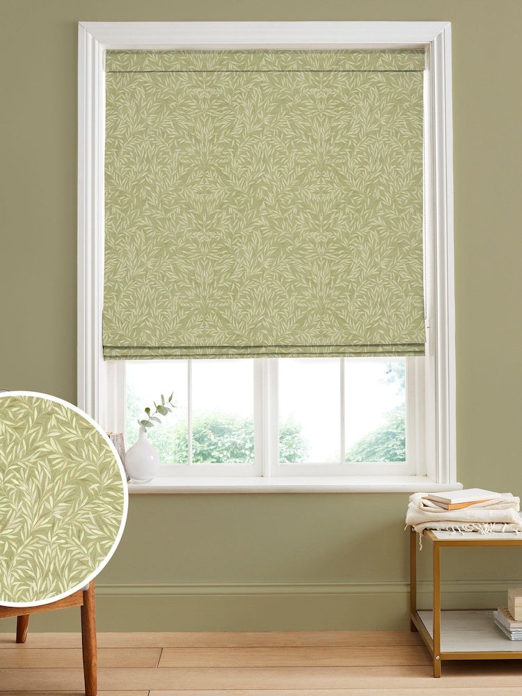 Graham & Brown Sage Green Salix Leaves Made to Measure 100% Cotton Roman Blind - Image 1 of 5