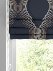 Graham & Brown Navy Blue Euphoria Made to Measure 100% Cotton Roman Blind - Image 2 of 5