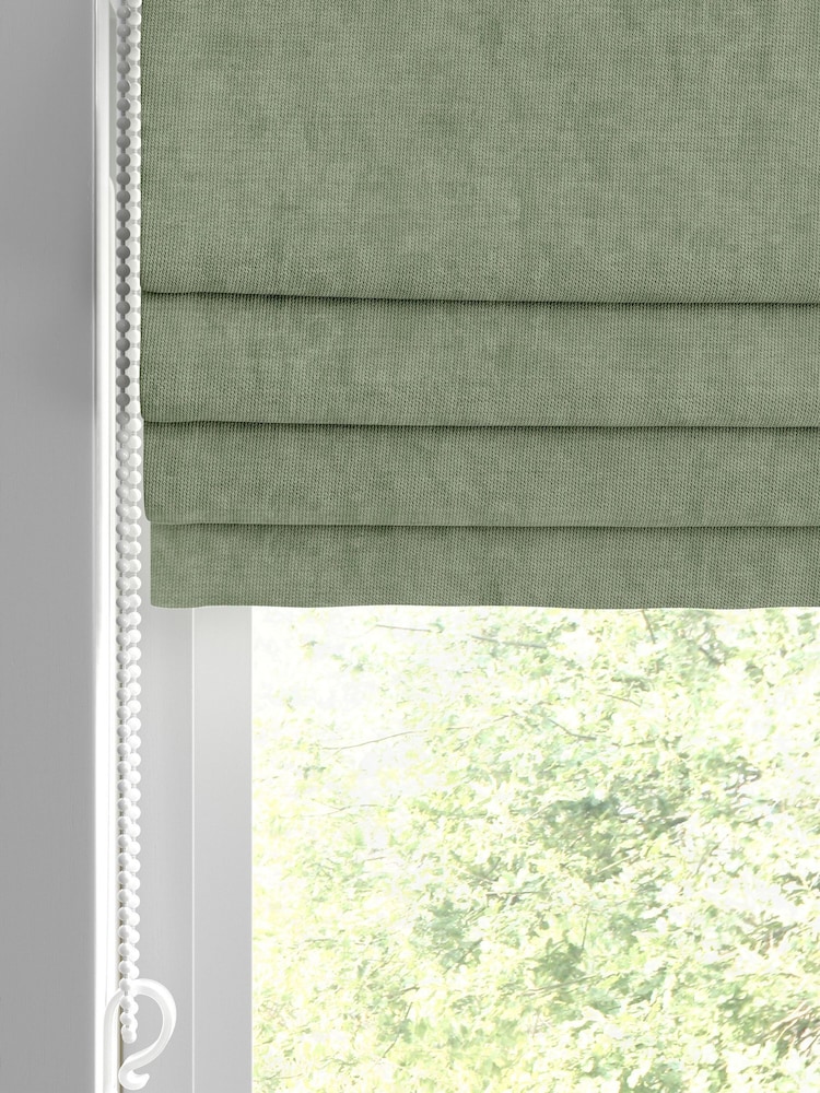 Graham & Brown Sage Green Organdy Silk Made to Measure 100% Cotton Roman Blind - Image 2 of 5