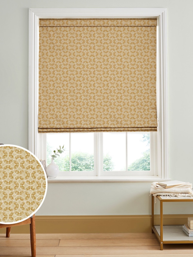 Graham & Brown Ochre Yellow Hopwood Cottage Made to Measure 100% Cotton Roman Blind - Image 1 of 5