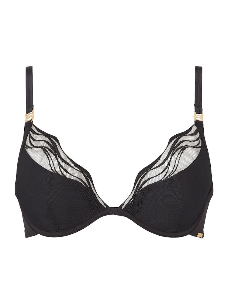 KBX Black Billie Wave Embroidery Padded Plunge Bra - Image 6 of 6