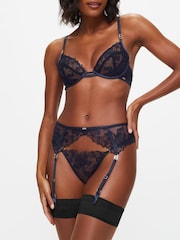 KBX Blue Marilyn Floral Embroidered Suspender Belt - Image 1 of 6