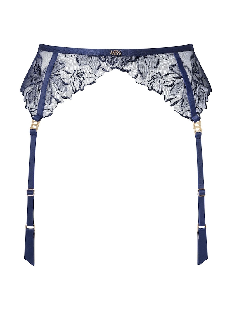 KBX Blue Marilyn Floral Embroidered Suspender Belt - Image 6 of 6