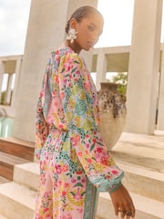 V&A I Love & Roses Pink Long Sleeve Shirred Neck Blouse - Image 4 of 4