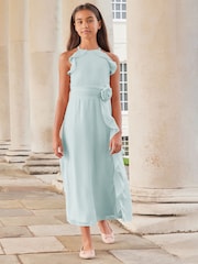 Lipsy Blue Ruffle Corsage Maxi Prom Dress (7-16yrs) - Image 1 of 6