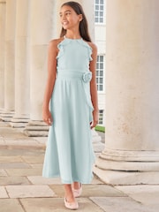 Lipsy Blue Ruffle Corsage Maxi Prom Dress (7-16yrs) - Image 2 of 6
