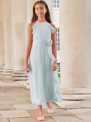 Lipsy Blue Ruffle Corsage Maxi Prom Dress (7-16yrs) - Image 3 of 6