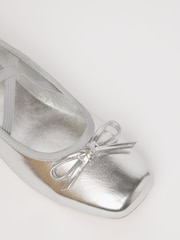 Lipsy Silver Flat Slip On Square Toe Ballerinas - Image 3 of 4