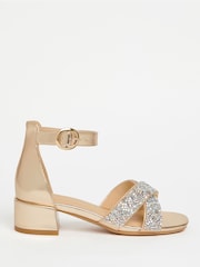 Lipsy Gold Low Block Heel Occasion Sandals - Image 2 of 4