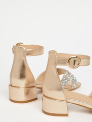 Lipsy Gold Low Block Heel Occasion Sandals - Image 4 of 4