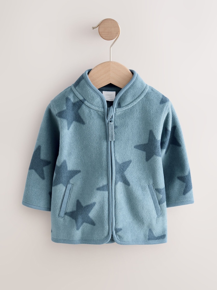 Blue Tonal Star Micro Fleece Baby Zip Jacket (0mths-2yrs) - Image 1 of 4