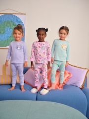 Purple Cat Print Snuggle Pyjamas 3 pack (9mths-10yrs) - Image 1 of 11
