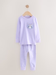 Purple Cat Print Snuggle Pyjamas 3 pack (9mths-10yrs) - Image 6 of 11