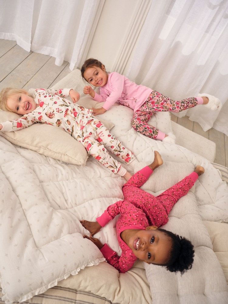 Red/Pink Floral Applique Snuggle Pyjamas 3 Pack (9mths-8yrs) - Image 10 of 10