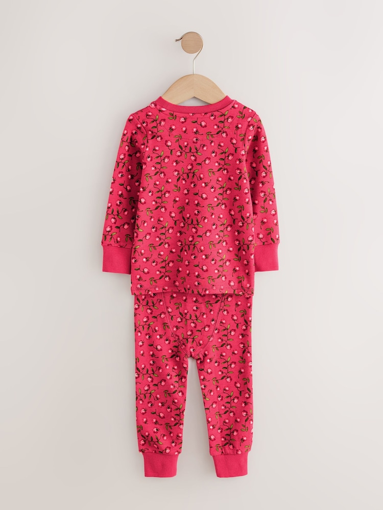 Red/Pink Floral Applique Snuggle Pyjamas 3 Pack (9mths-8yrs) - Image 2 of 10
