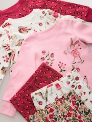 Red/Pink Floral Applique Snuggle Pyjamas 3 Pack (9mths-8yrs) - Image 6 of 10