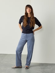 Blue Suedette Straight Leg Trousers - Image 2 of 8