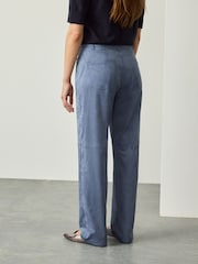 Blue Suedette Straight Leg Trousers - Image 3 of 8