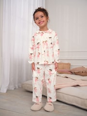 Ecru/Pink Ballerina Woven Button Through Pyjamas (9mths-10yrs) - Image 1 of 7
