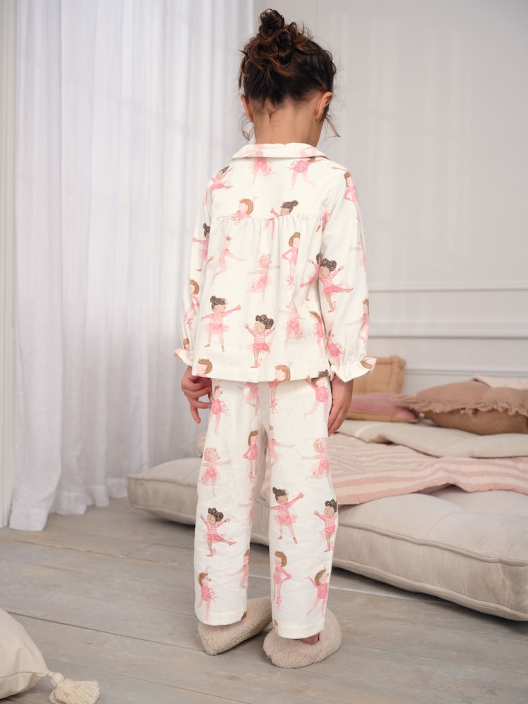 Ecru/Pink Ballerina Woven Button Through Pyjamas (9mths-10yrs) - Image 2 of 7