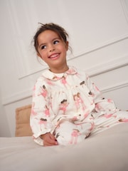 Ecru/Pink Ballerina Woven Button Through Pyjamas (9mths-10yrs) - Image 3 of 7