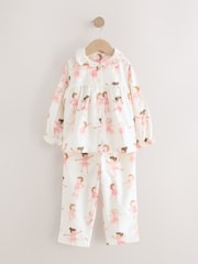 Ecru/Pink Ballerina Woven Button Through Pyjamas (9mths-10yrs) - Image 4 of 7