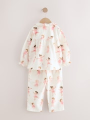 Ecru/Pink Ballerina Woven Button Through Pyjamas (9mths-10yrs) - Image 5 of 7