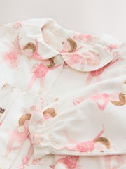 Ecru/Pink Ballerina Woven Button Through Pyjamas (9mths-10yrs) - Image 6 of 7