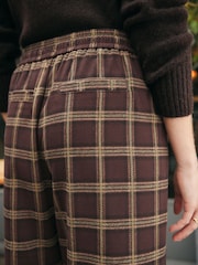Brown Pull On Wide leg Check Trousers - Image 4 of 7