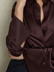 Reiss Red Hailey Silk Double-Cuff Button-Through Shirt - Image 4 of 7