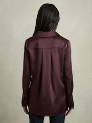 Reiss Red Hailey Silk Double-Cuff Button-Through Shirt - Image 5 of 7