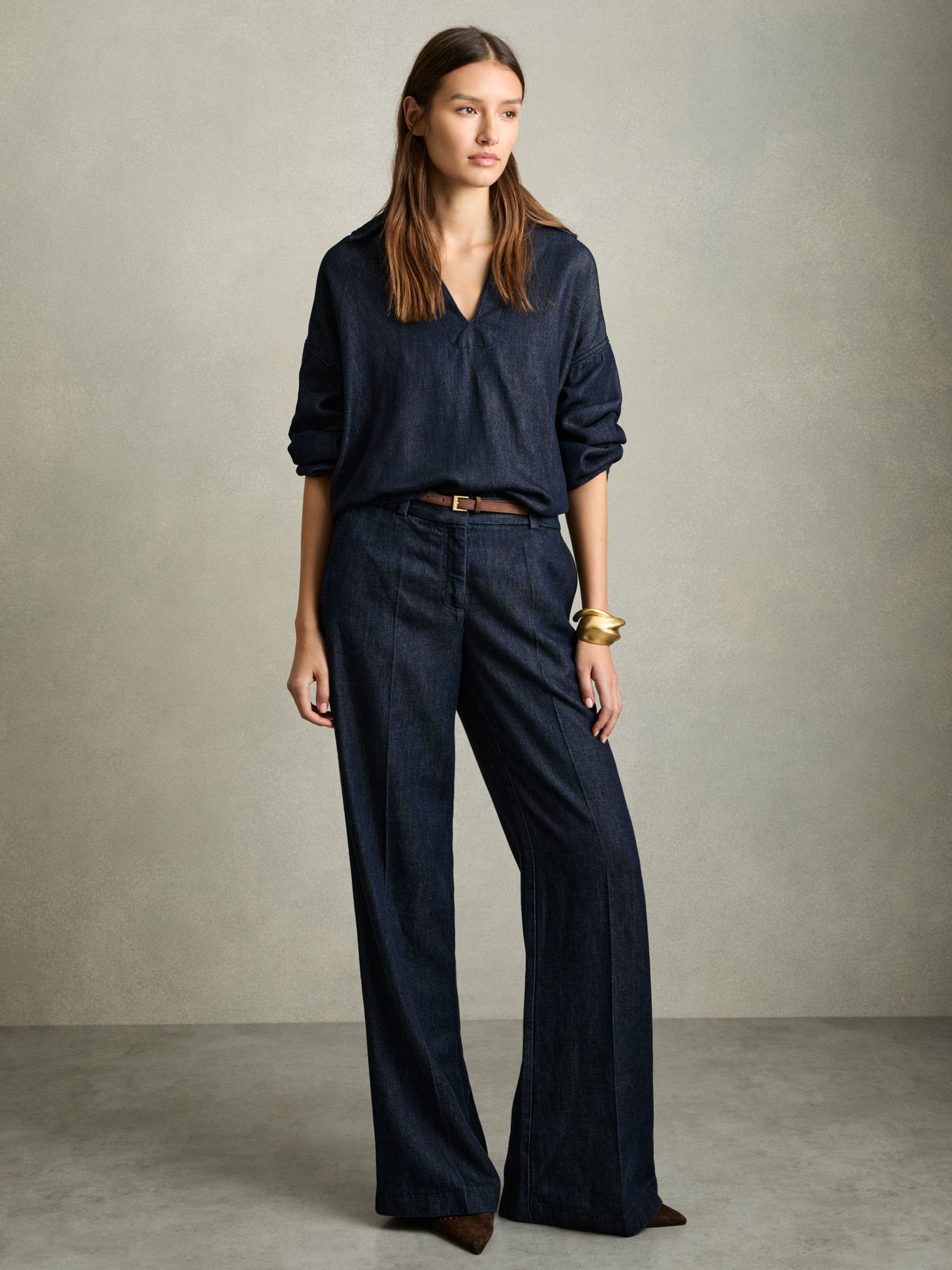 Reiss Dark Blue Denim Look Overshirt
