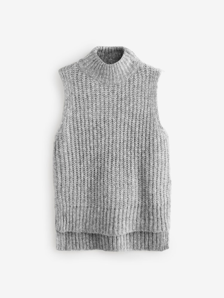 JD Williams Grey Sleeveless Roll Neck Knitted Tunic - Image 5 of 5
