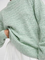 JD Williams Sage Green Open Stitch Crew Neck Knitted Jumper - Image 3 of 5