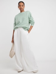 JD Williams Sage Green Open Stitch Crew Neck Knitted Jumper - Image 4 of 5
