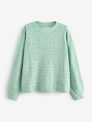 JD Williams Sage Green Open Stitch Crew Neck Knitted Jumper - Image 5 of 5