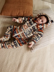 White Fairisle Pattern Zip Through - Pajac za dojenčke iz flisa (0mesecev-2let) - Slika 3 iz 11