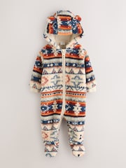 White Fairisle Pattern Zip Through - Pajac za dojenčke iz flisa (0mesecev-2let) - Slika 7 iz 11