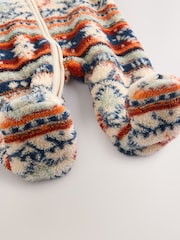 White Fairisle Pattern Zip Through - Pajac za dojenčke iz flisa (0mesecev-2let) - Slika 8 iz 11