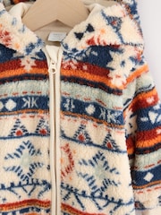 White Fairisle Pattern Zip Through - Pajac za dojenčke iz flisa (0mesecev-2let) - Slika 9 iz 11