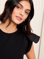 Friends Like These Black Poplin Ruffle Short Sleeve T-Shirt - Image 4 of 5